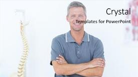  Presentation with medical smiling doctor - Slide deck having chiropractor - smiling doctor standing arms crossed background and a cool aqua colored foreground