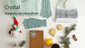  Presentation with winter - Colorful PPT theme enhanced with chirstmas - winter composition isolated on white backdrop and a soft green colored foreground