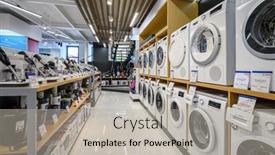  Presentation with machines - Presentation design consisting of chisinau-moldova-may-2020-showroom background and a light gray colored foreground