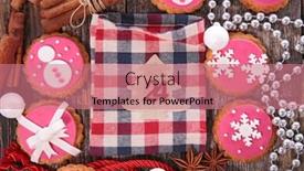  Presentation with gingerbread - Amazing PPT theme having chistmas gingerbread cookie backdrop and a coral colored foreground