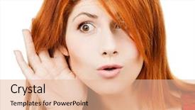  Presentation with chat - Audience pleasing slide deck consisting of chit chat - bright picture of happy woman backdrop and a  colored foreground