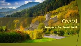  Presentation with italy - Colorful presentation design enhanced with chiusa-di-rio-di-pusteria backdrop and a tawny brown colored foreground