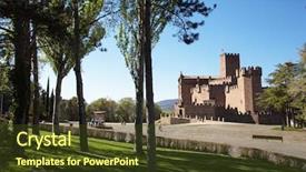  Presentation with spanish heritage - PPT theme featuring chivalric - ancient spanish castle javier navarre background and a  colored foreground