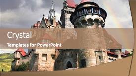  Presentation with fairy tales - Amazing slides having chivalric - castles from fairy tales backdrop and a coral colored foreground