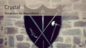  Presentation with castle wall - Theme enhanced with chivalric - interior of ancient spanish castle background and a mint green colored foreground