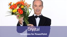  Presentation with thank you flowers - Audience pleasing theme consisting of chivalric - man holding a bouquet backdrop and a  colored foreground