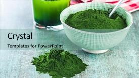  Presentation with chlorella - Colorful theme enhanced with chlorella or green barley detox backdrop and a seafoam green colored foreground