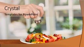  Presentation with salt evaporation ponds on gozo - Colorful PPT theme enhanced with chloride - hand adding salt using salt backdrop and a coral colored foreground