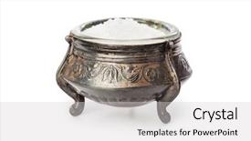  Presentation with salt - Beautiful slide deck featuring chloride - vintage bowl with salt isolated backdrop and a light gray colored foreground