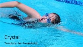  Presentation with swimmer - Audience pleasing presentation theme consisting of chlorine - swimmer during practice freestyle backdrop and a  colored foreground
