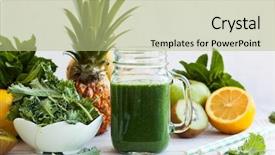  Presentation with chlorophyll - Presentation theme featuring chlorophyll - fresh kale fruit smoothie background and a mint green colored foreground