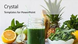  Presentation with chlorophyll - Presentation theme featuring chlorophyll - fresh kale fruit smoothie background and a white colored foreground