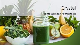 Presentation with chlorophyll - Slide set featuring chlorophyll - fresh kale fruit smoothie background and a white colored foreground