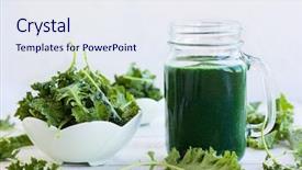  Presentation with chlorophyll - PPT theme with chlorophyll - healthy green kale smoothie background and a sky blue colored foreground