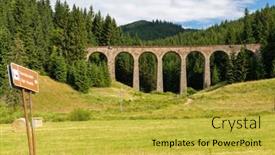  Presentation with railroad - Colorful theme enhanced with chmarossky viaduct old railroad telgart slovakia backdrop and a yellow colored foreground