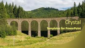  Presentation with railroad - Audience pleasing presentation design consisting of chmarossky-viaduct-old-railroad-telgart backdrop and a tawny brown colored foreground