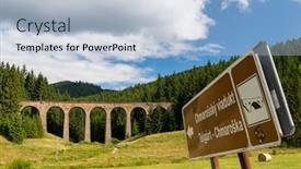  Presentation with railroad - Amazing PPT theme having chmarossky-viaduct-old-railroad-telgart backdrop and a light blue colored foreground