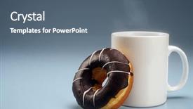  Presentation with breakfast - Presentation theme having chocalate - coffee and donut for breakfast background and a ocean colored foreground