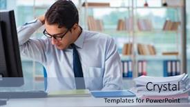  Presentation with body temperature sweating - Amazing presentation theme having chock - businessman suffering from excessive armpit backdrop and a light blue colored foreground