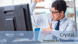  Presentation with body temperature sweating - PPT theme with chock - businessman suffering from excessive armpit background and a light blue colored foreground
