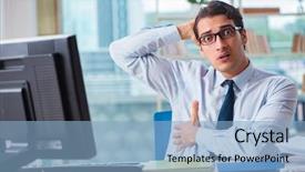  Presentation with body temperature sweating - Audience pleasing slides consisting of chock - businessman suffering from excessive armpit backdrop and a light blue colored foreground