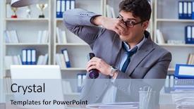  Presentation with bad - Beautiful slide set featuring chock - businessman sweating excessively smelling bad backdrop and a  colored foreground