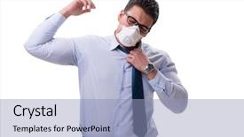  Presentation with good bad choice - Beautiful presentation design featuring chock - businessman sweating excessively smelling bad backdrop and a  colored foreground