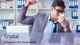  Presentation with bad teachers - Slide deck with chock - businessman sweating excessively smelling bad background and a  colored foreground