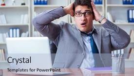  Presentation with bad - Slide deck featuring chock - businessman sweating excessively smelling bad background and a light blue colored foreground