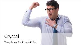  Presentation with bad - Slide set featuring chock - businessman sweating excessively smelling bad background and a white colored foreground