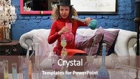  Presentation with flasks - Amazing slide deck having chock - woman in hat sitting backdrop and a violet colored foreground