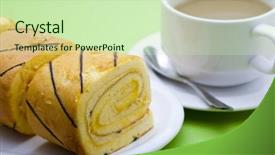  Presentation with roll cake - Audience pleasing PPT theme consisting of choclate - roll cakes and coffee backdrop and a  colored foreground
