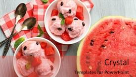  Presentation with ice cream - Slide deck enhanced with choclate - watermelon ice cream in bowls background and a red colored foreground
