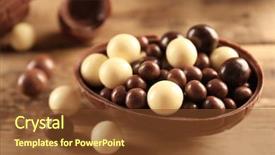  Presentation with easter worship service - Slide set consisting of tablea cocolate design - chocolate easter egg and candies background and a tawny brown colored foreground