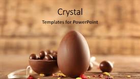  Presentation with easter - Slide deck enhanced with tablea cocolate design - chocolate easter eggs and candies background and a coral colored foreground