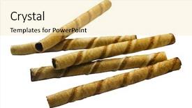  Presentation with wafer - Slides featuring choco drink - close-up of chocolate wafer sticks background and a blonde colored foreground