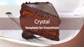  Presentation with teapot - Amazing PPT theme having piece of chocolate cake on saucer on teapot background backdrop and a tawny brown colored foreground