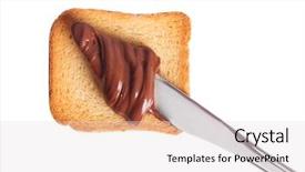  Presentation with cream - Slides enhanced with toast with chocolate cream isolated on white background background and a lemonade colored foreground