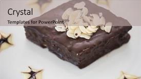  Presentation with chocolate nuts - Slides with choco drink - chocolate dessert pie with nuts background and a light gray colored foreground