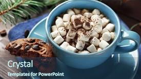  Presentation with chocolate and vanilla - PPT theme enhanced with choco drink - mug of hot chocolate background and a  colored foreground