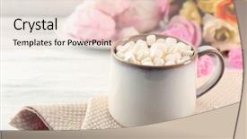  Presentation with hot chocolate - Theme enhanced with choco drink - mug of hot chocolate background and a  colored foreground