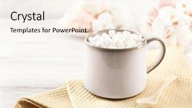  Presentation with hot chocolate - Slide deck having choco drink - mug of hot chocolate background and a cream colored foreground
