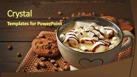  Presentation with tethered hot air balloons - PPT theme having choco drink - mug of hot chocolate background and a  colored foreground