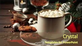  Presentation with olive tree branch ripe - Slides enhanced with choco drink - mug of hot chocolate background and a tawny brown colored foreground