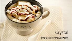  Presentation with wooden lighting - PPT layouts having choco drink - mug of hot chocolate background and a  colored foreground