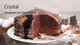  Presentation with baseball home plate - Cool new PPT theme with chocoate - home made chocolate pie backdrop and a mint green colored foreground