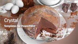  Presentation with baseball home plate - Presentation with chocoate - home made chocolate pie background and a tawny brown colored foreground