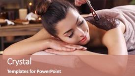  Presentation with spa salon - Slide set enhanced with chocolate - beautiful young girl having cosmetic background and a coral colored foreground