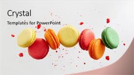  Presentation with sweet - Cool new PPT layouts with chocolate - colorful macarons cakes small french backdrop and a white colored foreground