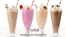  Presentation with white milk - Amazing PPT theme having chocolate - glasses with delicious milk shakes backdrop and a lemonade colored foreground